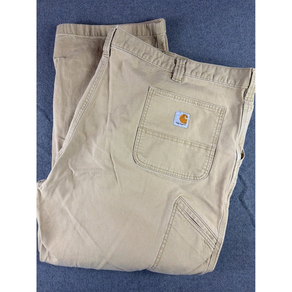 Carhartt Relaxed Fit Work Pants Mens 48x29 Tan Canvas Carpenter Utility Trousers
